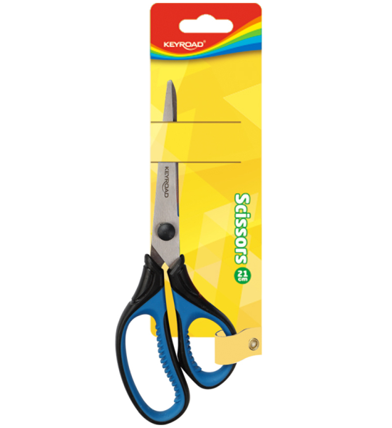 Tijera,Oficina, 8.3" (21 cm), Mango de Goma Negro, Blister x 1 Und.