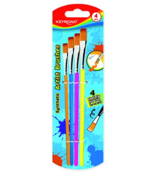 Pinceles, Nylon Planos, Blister x 4 Unds., Nro. 2, 4, 8, 10