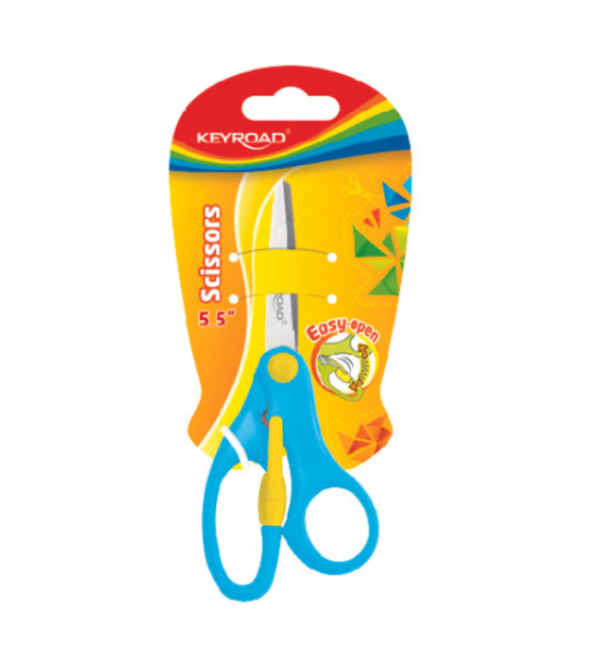 Tijera, Escolar, 5.5", Pta, Redonda, Easy Open - agarre suave, Blister x 1 Und.