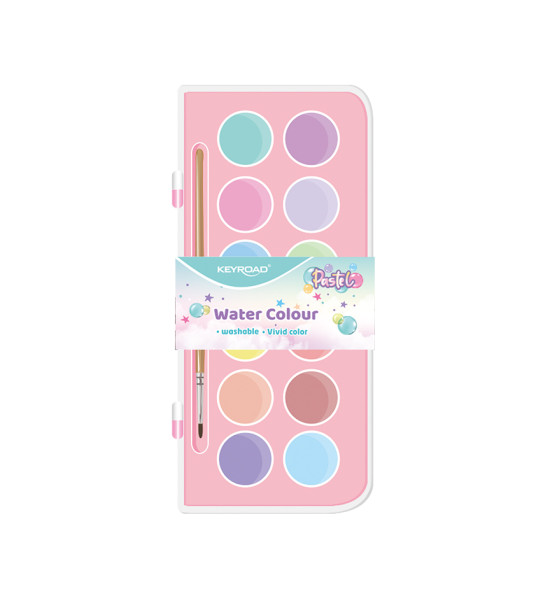 Acuarelas, Col. Pastel, Caja x 12 Und. (28 mm x Und) + Pincel