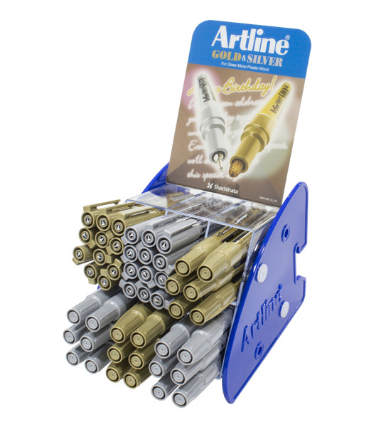 Marc. Pintura, Metálicos, (24 U.  2.3 mm + 24 U. 0.8 mm) Dorado y Plateado, Exh x 48 Und.