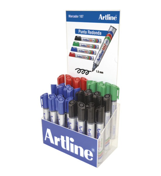 Marc. Permanente, EK107, Punta Redonda, 1.5, Exhibidor x 120 Und., Col. Surtidos