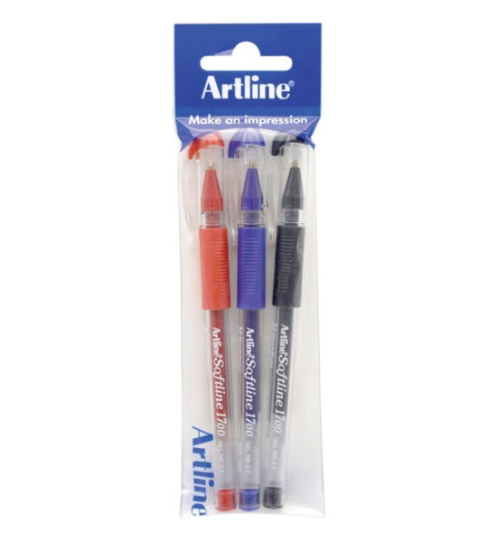 Rollerball Gel, EGB1700, 0.7 mm, Pack x 3, Azul, Negro, Rojo