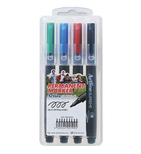 Marc. Permanente, EPF700, Punta Redonda, 1.0 mm, Estuche x 4, Varios Colores