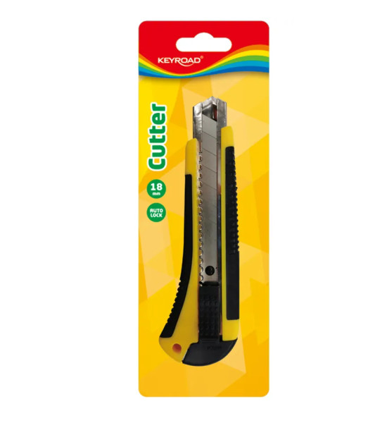 Cuchilla Plástica, 18 mm, Reforzada,  Amarillo, Blister x 1 Und.