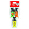 Resaltador, Boss Mini, Punta Biselada 2.0-5.0 mm, Colores Fluo, Estuche x 3 Unds. Colores Surtidos