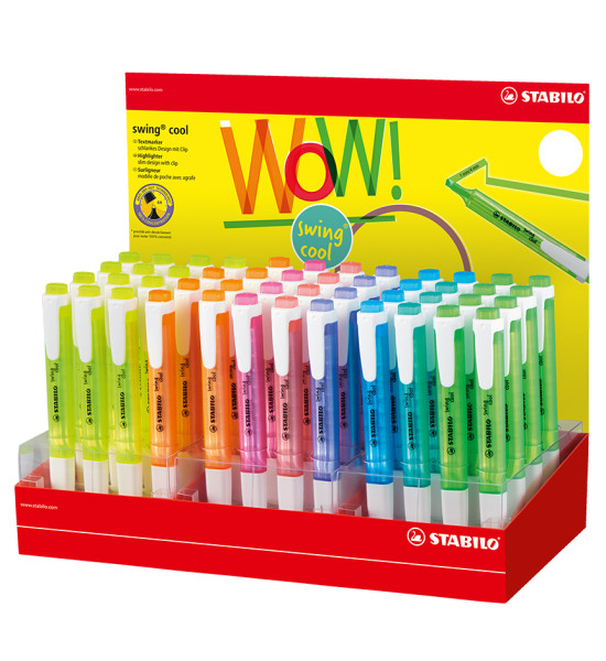 Resaltador, Swing Cool, Punta Biselada 1.0-4.0 mm, Colores Fluo, Exh x 48 Unds. 8 Colores Surtidos