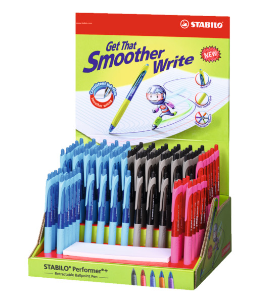 Bolígrafo Retractil, Performer+ Grip, Punta Fina 0.38 mm, Exh x 100 Unds, 3 Colores Surtidos
