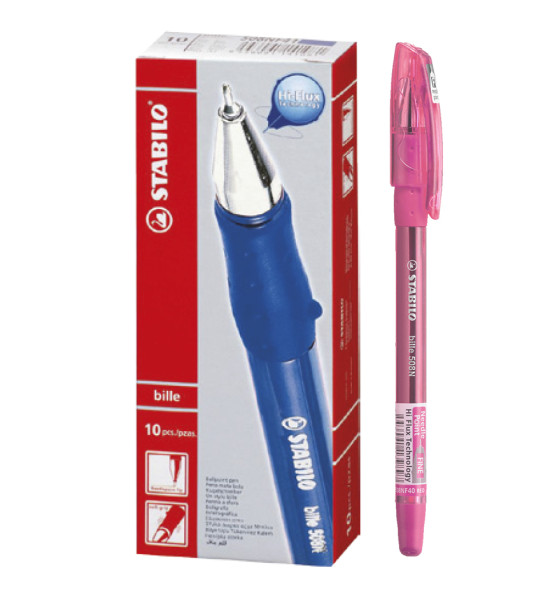Bolígrafo, Bille Hi-Flux 508NF, Punta Aguja 0.38 mm, Rosado, Caja x 10 Unds.