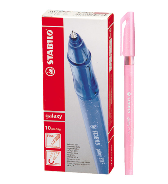 Bolígrafo, Galaxy 818, Punta Fina 0.38 mm, cuerpo traslúcido, Rosado, Caja x 10 Unds.