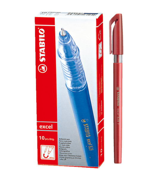Bolígrafo, Excel 828, Punta Fina 0.38 mm, cuerpo opaco, Rojo, Caja x 10 Unds.