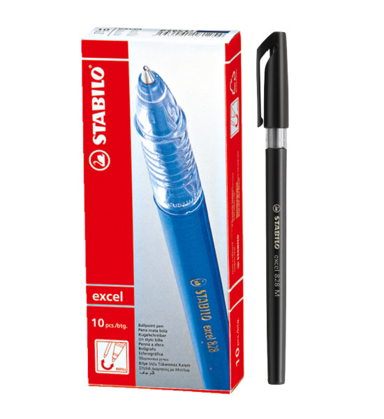 Bolígrafo, Excel 828, Punta Media 0.45 mm, cuerpo opaco, Negro, Caja x 10 Unds.