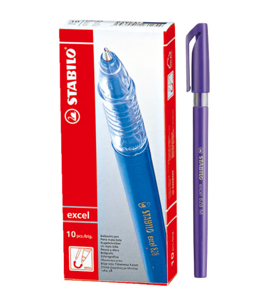 Bolígrafo, Excel 828, Punta Media 0.45 mm, cuerpo opaco, Morado, Caja x 10 Unds.