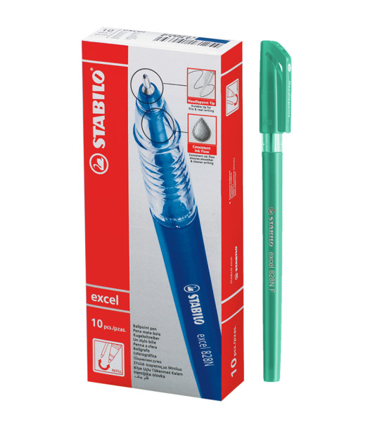 Bolígrafo, Excel 828NF, Punta Aguja 0.38 mm, cuerpo opaco, Verde, Caja x 10 Unds.