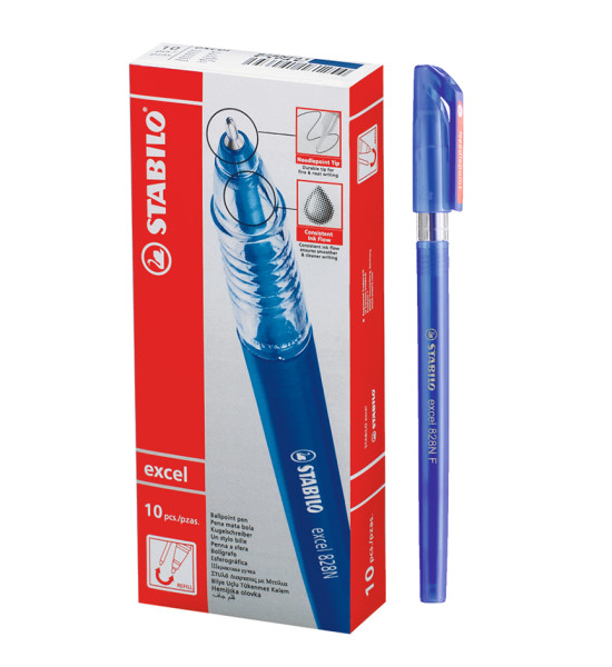 Bolígrafo, Excel 828NF, Punta Aguja 0.38 mm, cuerpo opaco, Azul, Caja x 10 Unds.