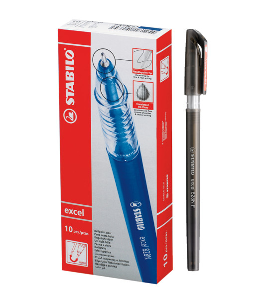 Bolígrafo, Excel 828NF, Punta Aguja 0.38 mm, cuerpo opaco, Negro, Caja x 10 Unds.