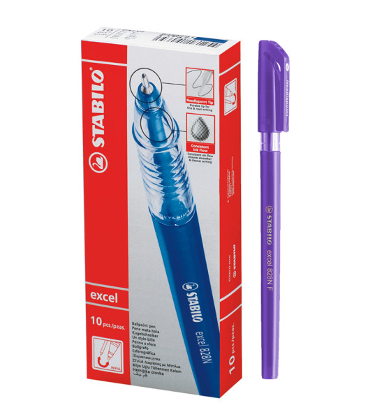 Bolígrafo, Excel 828NF, Punta Aguja 0.38 mm, cuerpo opaco, Morado, Caja x 10 Unds.