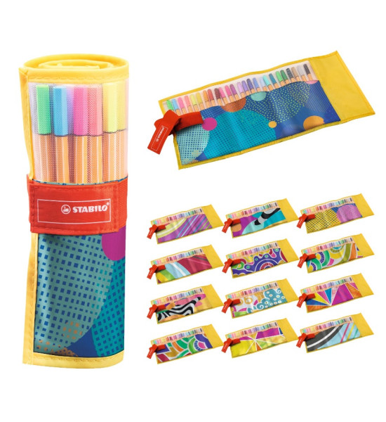 Micropunta/Felpa, Point 88, Punta Fina  0.4 mm, Estuche Enrrollable (Just Like You) x 25. 25 Colores Surtidos