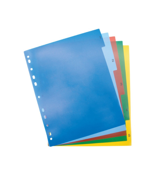Separadores plásticos, Multicolor, Tam. A4, Números 1 al 5