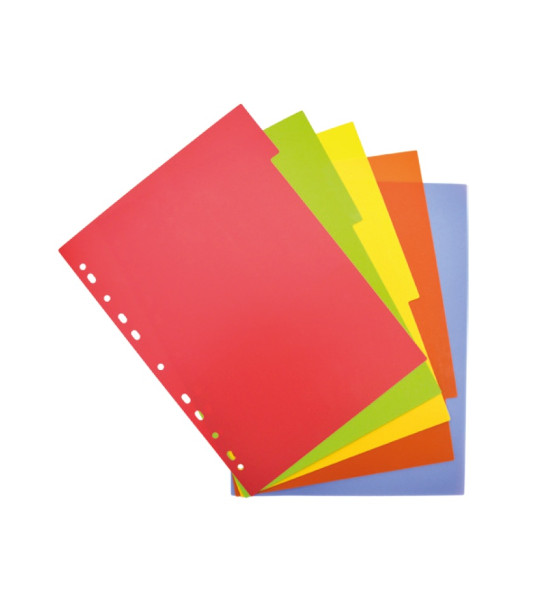 Separadores plásticos, Multicolor, Tam. A4, Col. Lisos - 5 Unds.