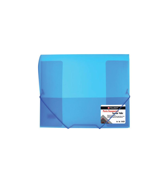 Folder, Plástico con Ligas, Tam. 24.5 cm x 32 cm (Carta/A4).  Color Azul/Negro Traslúcido. Unidad.