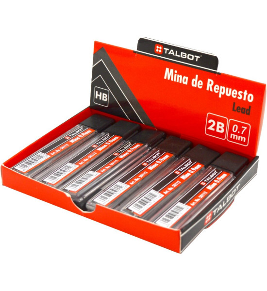 Minas para Portaminas, HB, 0.7 mm, 12 Tubos x 12 pzas. Caja x 12