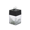 Dispensador de Clips, Magnético Simple (7 cm Alto x 4.3 cm Ancho x 4.3 cm Prof), Tipo Cubo, Negro/Transparente. Unidad