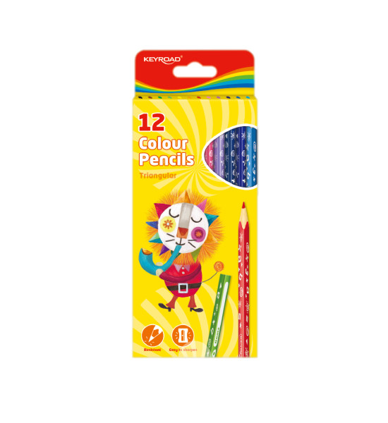 Lápices de Color, Largos, Triangulares, Mina 3.0 mm., Caja x 12 Colores
