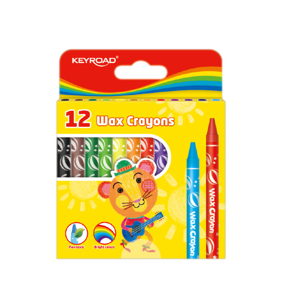 Crayones de Cera, 8 mm x 90 mm, Caja x 12 Colores