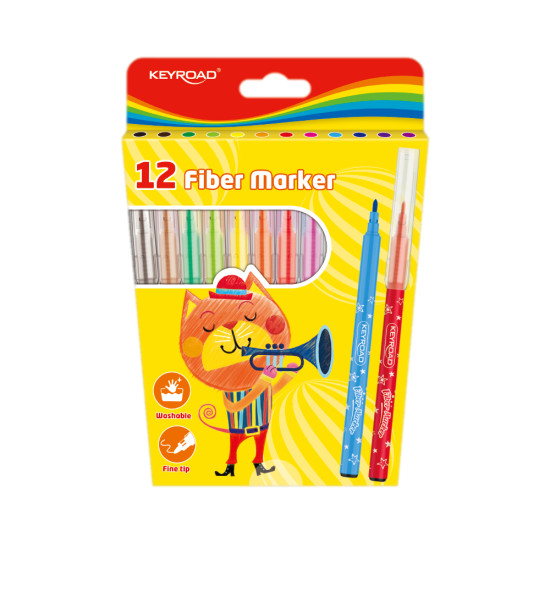Marcadores Escolares, Punta 2.0 mm.,  Estuche x 12 Unds. 12 Colores Surtidos