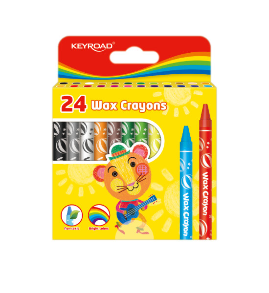 Crayones de Cera, 8 mm x 90 mm, Caja x 24 Colores