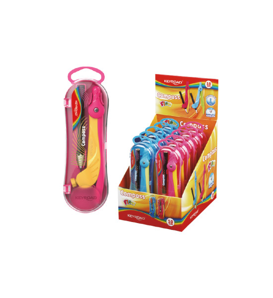 Compás, Escolar, Flow, c/ anillo, Estuche x 1 Und.