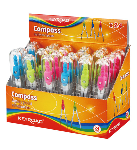 Compás, Escolar, Metal, de metal, Estuche x 1 Und.