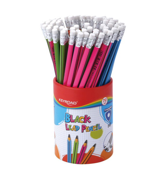 Lápices de Grafito, 2B, Mina 2.2 mm., Pote x 72 Unds. (cuerpo colores)