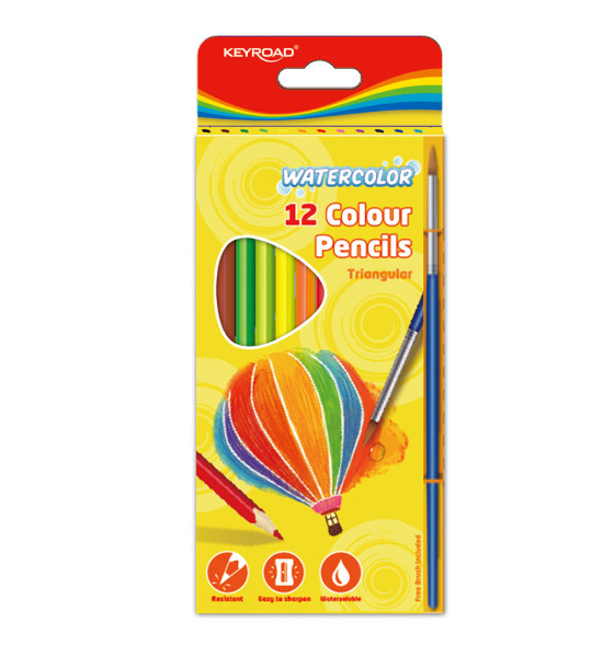 Lápices de Color, Acuarelables, inc. Pincel, Caja x 12 Colores