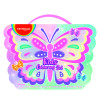 Coloring Kit Set, Butterfly, 54 Pzas, (12x Lápices de Color, 8x Marcadores Escolares, 12x Crayones, 1x Sacapuntas, + Hojas de Color + Stickers), Set
