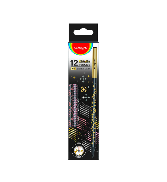 Lápiz de Grafito, HB, Circulares, Mina 2.2 mm, Luxury Black Wood - Metallic Design., Caja x 12 Unds.