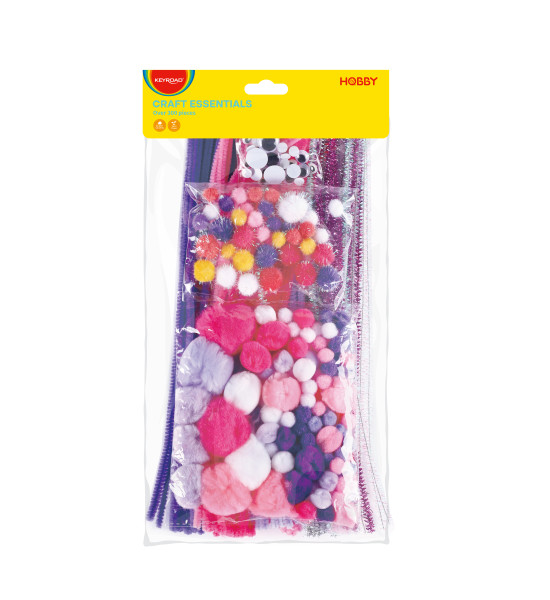 Pack de Manualidades 2: Pompones, Limpiapipas, Figuras de Goma Eva Adhesivas, otros, Set