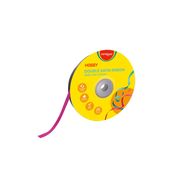 Cinta Satinada, 7mm x 25 Yardas, Rollo, Rosado