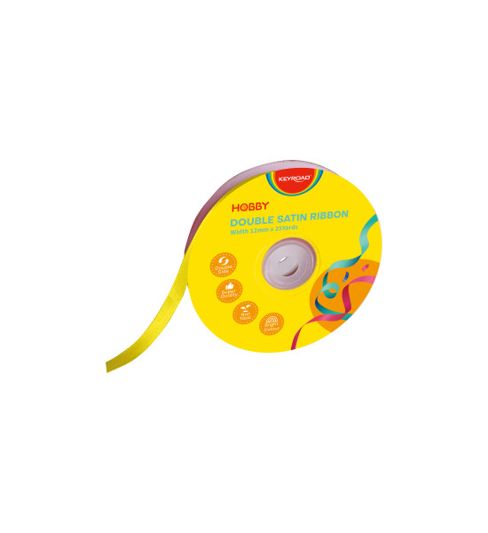 Cinta Satinada, 12mm x 25 Yardas, Rollo, Amarillo