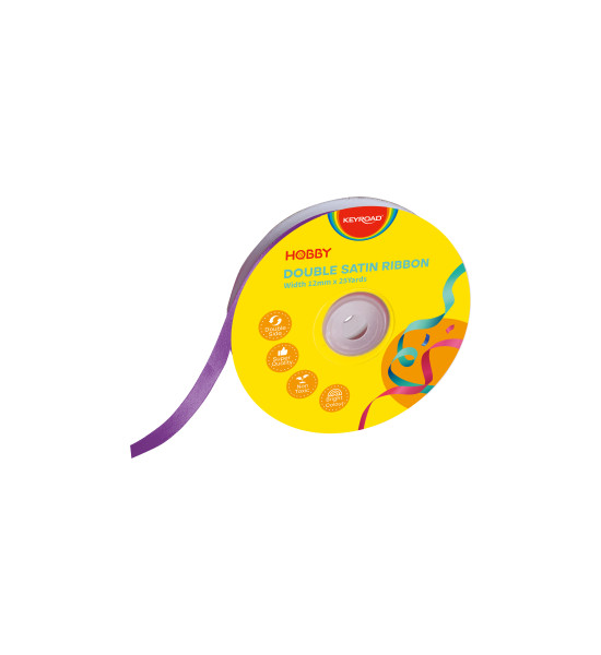 Cinta Satinada, 12mm x 25 Yardas, Rollo, Morado