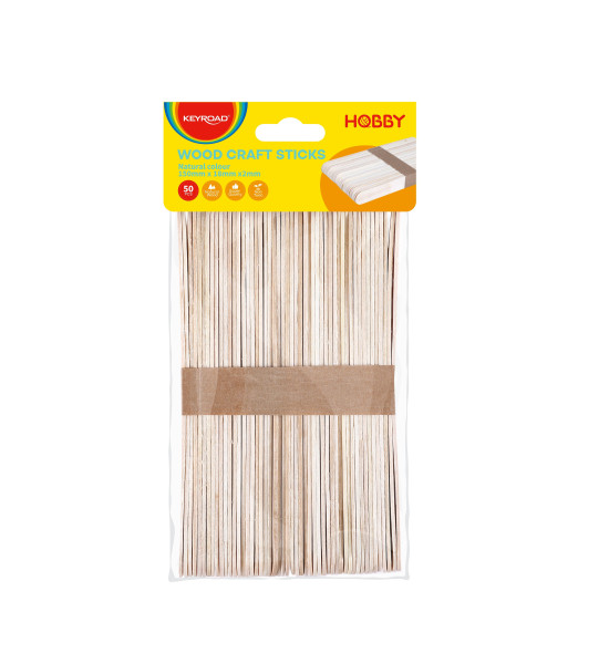 Palitos de Madera, Color Natural, 150 mm x 18 mm x 2 mm, Bolsa x 50 pzas.