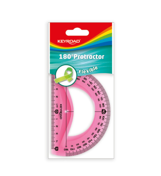 Transportador 180° Plástico, Flexible, 10 cm., Pack x 1 Und.