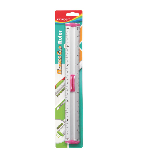 Regla de Aluminio, Grip, 30 cm., (cm y pulg), Blister x 1 Und.