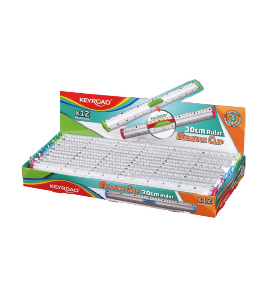 Regla de Aluminio, Grip, 30 cm., (cm y pulg), Caja x 12 Unds.