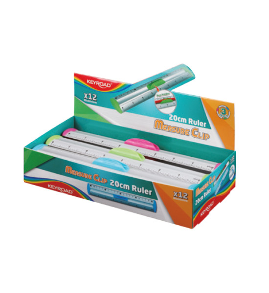 Regla de Aluminio, Grip, 20 cm., (cm y pulg), Caja x 12 Unds.