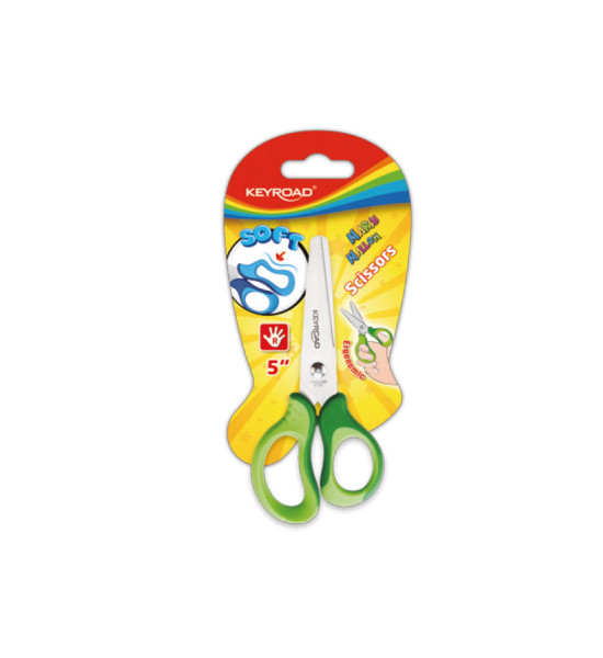 Tijera, Escolar, 5", Pta, Redonda, Soft Grip - agarre suave, Blister x 1 Und.