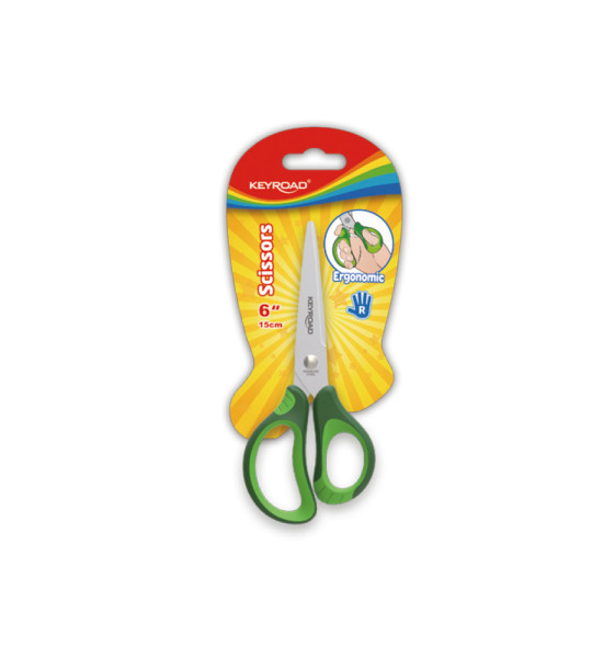 Tijera, Escolar, 6", Soft Grip - agarre suave, Blister x 1 Und.