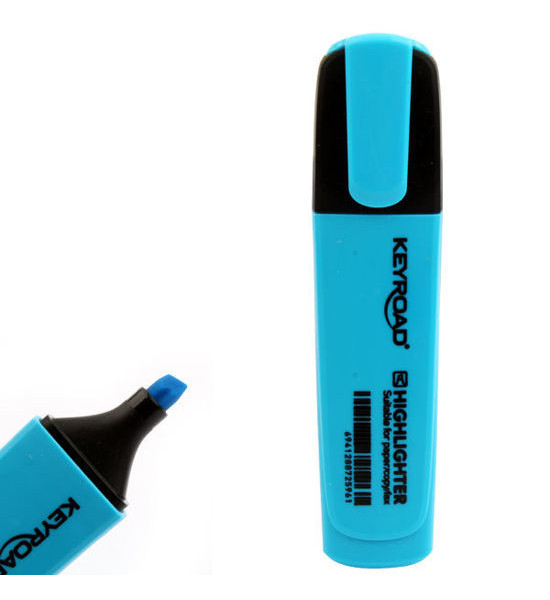 Resaltador, Highlighter, Punta Biselada 1.0-5.0 mm, Colores Fluo, Azul, Caja x 12