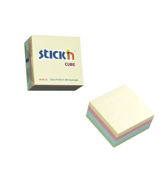 Cubo N. Adhesivas Pastel, 3" x 3" (76 mm x 76 mm), Multicolor, 400 h.